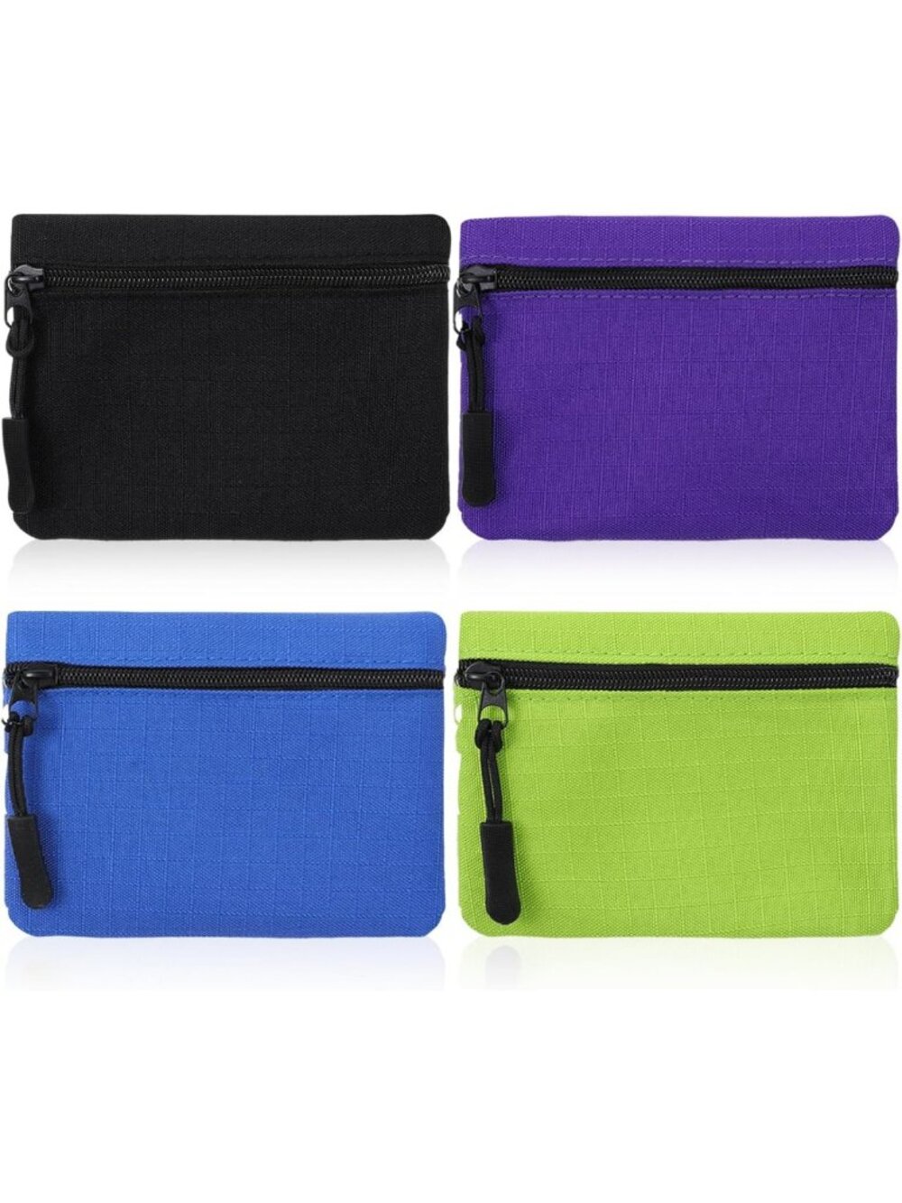 4Pcs Zipper Coin Purse Set - Compact 3x5 Oxford Cloth Wallets for Coins